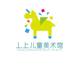 張俊的線條行動物品牌logo－丄上兒童美術(shù)館logo設(shè)計(jì)